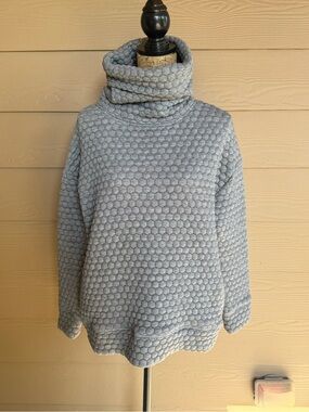 GapFit Quilted Jacquard Funnel Neck Pullover Gray Honeycomb Sweatshirt S